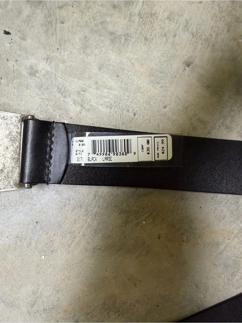 Calvin Klein Black Leather Belt with Decorative Metal Buckle